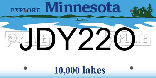 JDY22O Minnesota License Plate