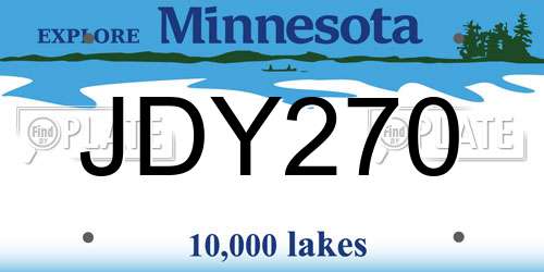 JDY270 Minnesota License Plate