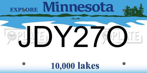 JDY27O Minnesota License Plate
