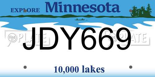 JDY669 Minnesota License Plate