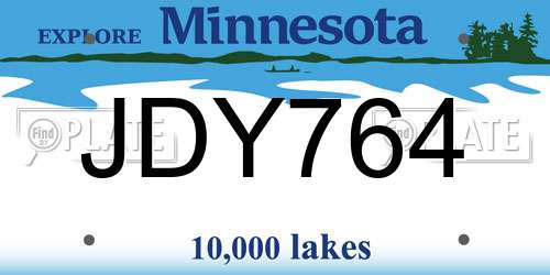 JDY764 Minnesota License Plate