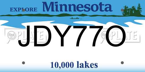 JDY77O Minnesota License Plate