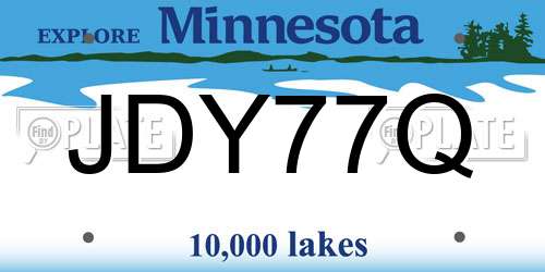 JDY77Q Minnesota License Plate