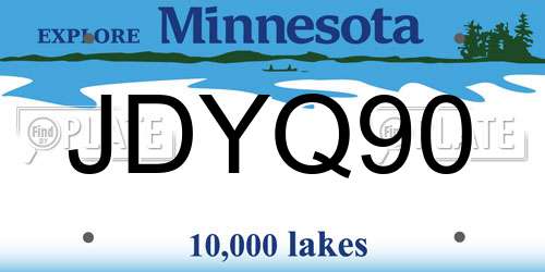 JDYQ90 Minnesota License Plate