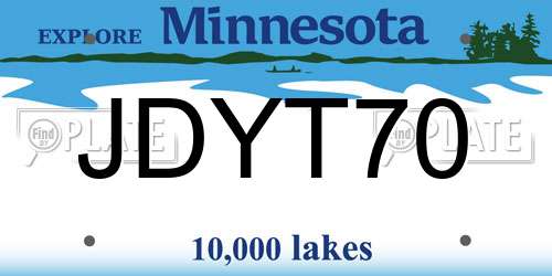 JDYT70 Minnesota License Plate