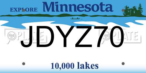 JDYZ70 Minnesota License Plate