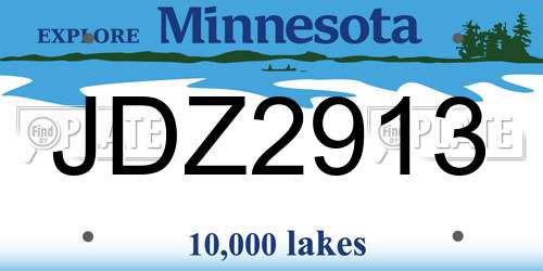 JDZ2913 Minnesota License Plate