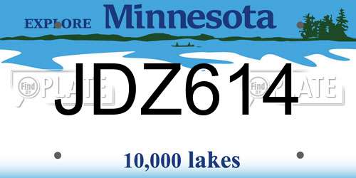 JDZ614 Minnesota License Plate