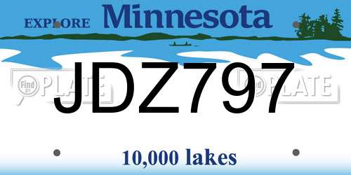 JDZ797 Minnesota License Plate
