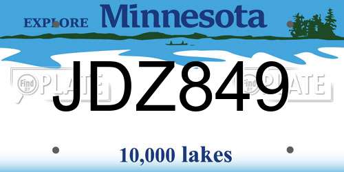 JDZ849 Minnesota License Plate