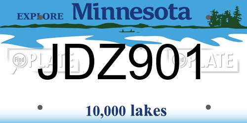 JDZ901 Minnesota License Plate