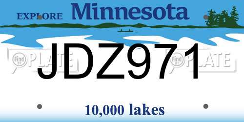 JDZ971 Minnesota License Plate
