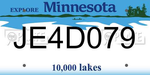 JE4D079 Minnesota License Plate