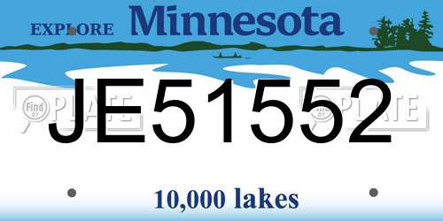 JE51552 Minnesota License Plate
