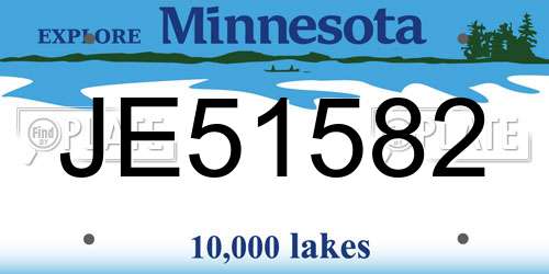 JE51582 Minnesota License Plate