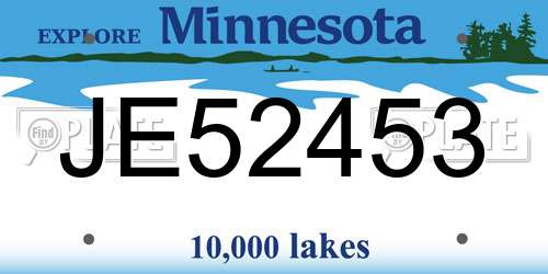JE52453 Minnesota License Plate