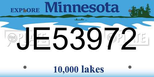 JE53972 Minnesota License Plate