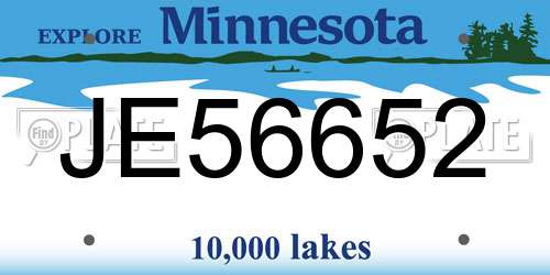 JE56652 Minnesota License Plate