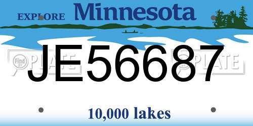 JE56687 Minnesota License Plate