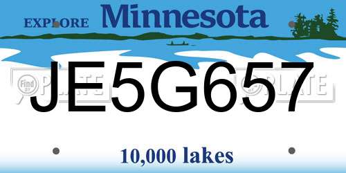 JE5G657 Minnesota License Plate