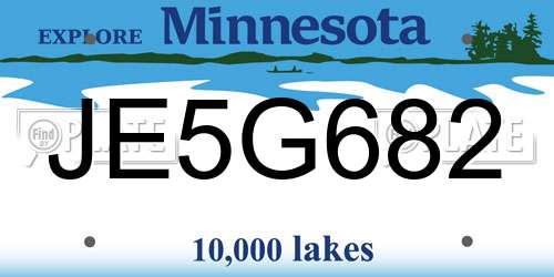 JE5G682 Minnesota License Plate