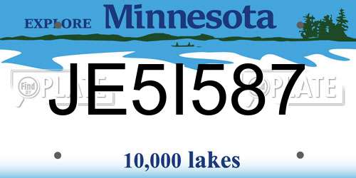 JE5I587 Minnesota License Plate