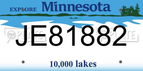 JE81882 Minnesota License Plate