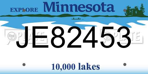 JE82453 Minnesota License Plate