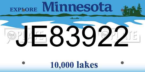 JE83922 Minnesota License Plate