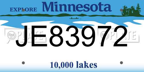 JE83972 Minnesota License Plate