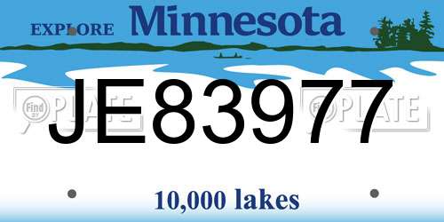 JE83977 Minnesota License Plate