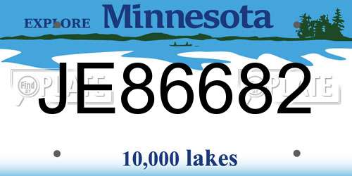 JE86682 Minnesota License Plate
