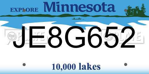 JE8G652 Minnesota License Plate