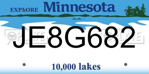 JE8G682 Minnesota License Plate