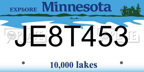 JE8T453 Minnesota License Plate