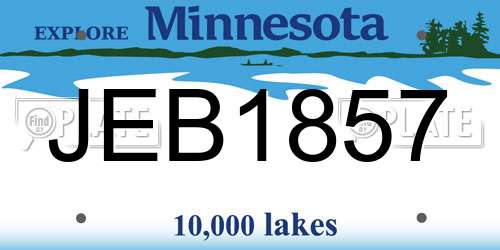 JEB1857 Minnesota License Plate