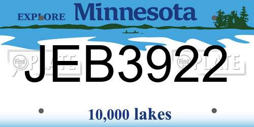 JEB3922 Minnesota License Plate