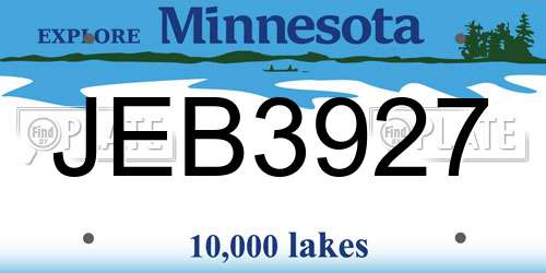 JEB3927 Minnesota License Plate