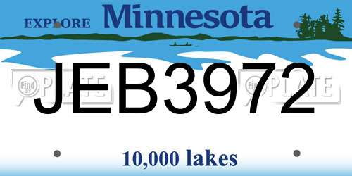 JEB3972 Minnesota License Plate