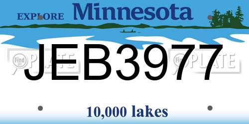 JEB3977 Minnesota License Plate