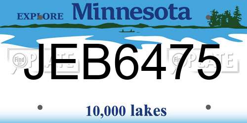 JEB6475 Minnesota License Plate