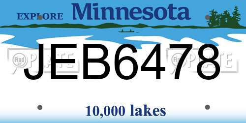 JEB6478 Minnesota License Plate