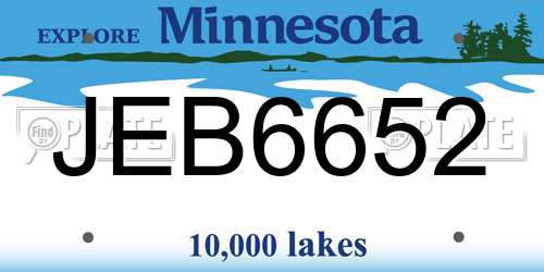JEB6652 Minnesota License Plate