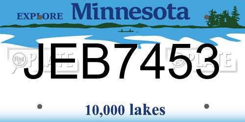 JEB7453 Minnesota License Plate