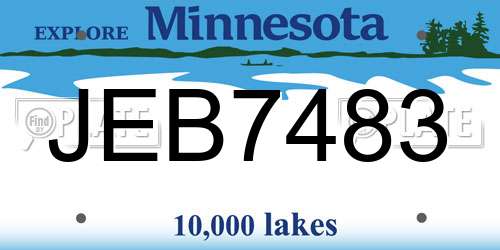 JEB7483 Minnesota License Plate