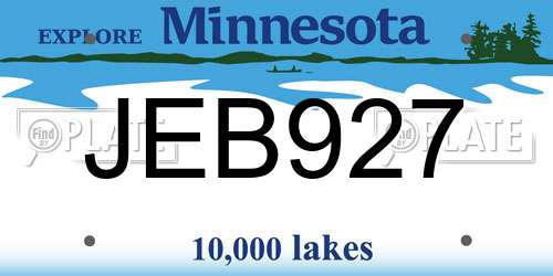 JEB927 Minnesota License Plate