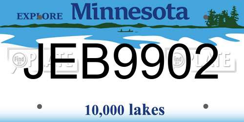JEB9902 Minnesota License Plate