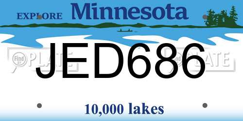 JED686 Minnesota License Plate