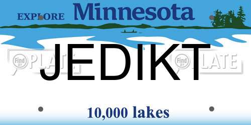 JEDIKT Minnesota License Plate