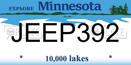 JEEP392 Minnesota License Plate